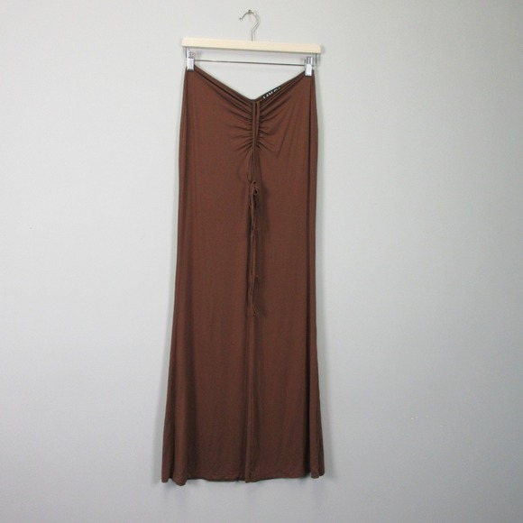I.AM.GIA Halter Strapless Midi Dress M Brown Ruched Rayon Casual Beach 312 - Picture 1 of 8